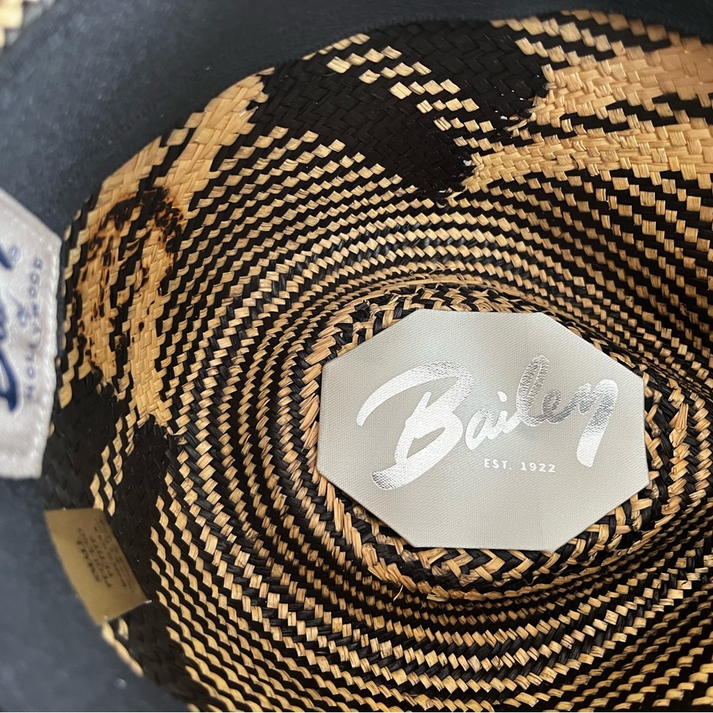 NWT Bailey’s of Hollywood Panama Fedora Hat Black & Tan Woven Sz SM - Picture 4 of 10
